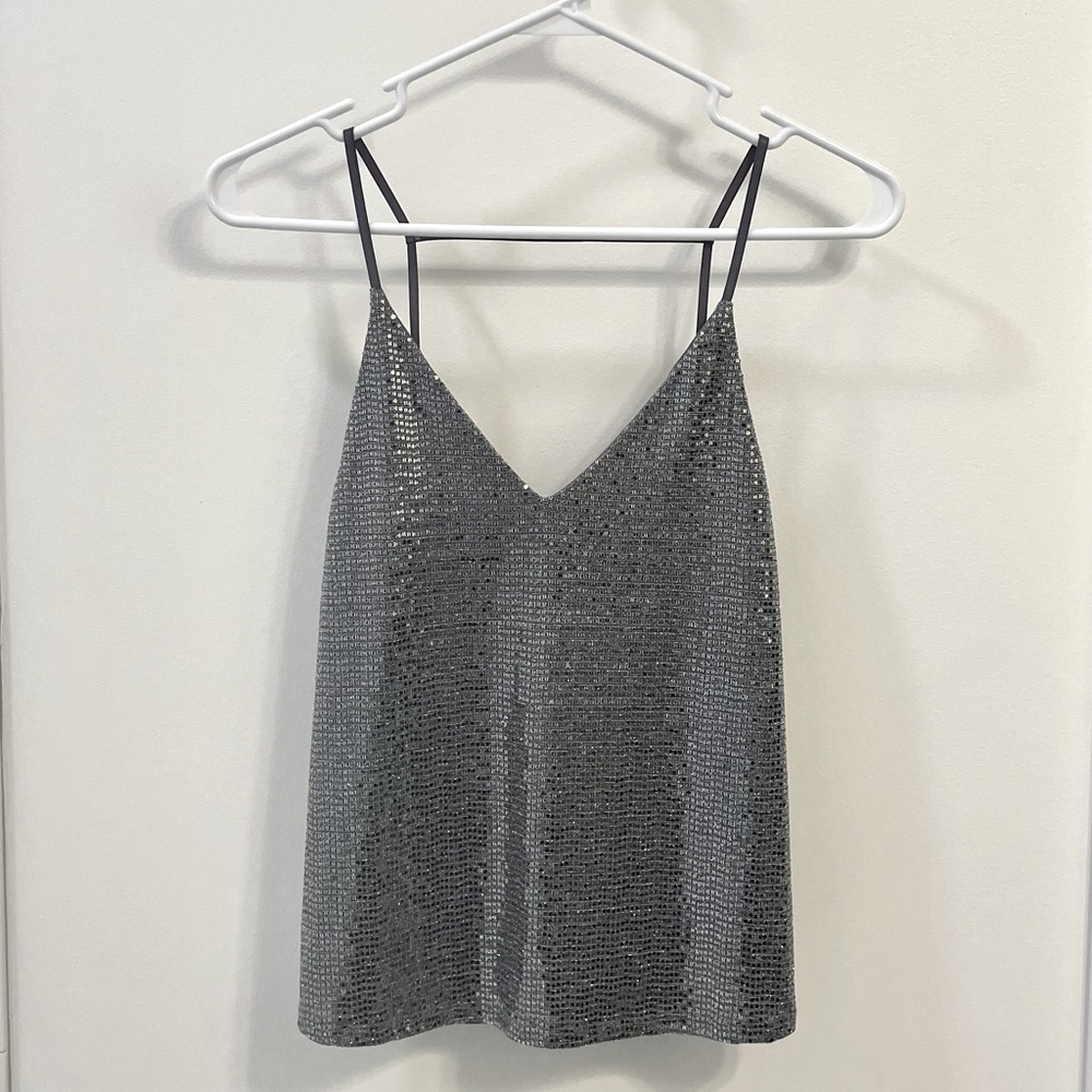 Silver sparkly sequence tank top - size small